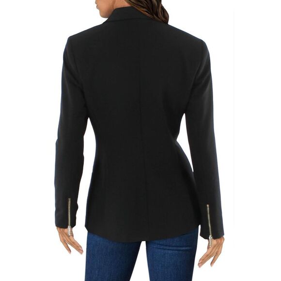 Tommy Hilfiger Womens Black Zip Hem Business One-Button Blazer Jacket NWOT - Picture 2 of 3